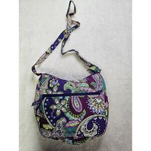 Vera Bradley Double‎ Zip Hipster Crossbody Shoulder Bag Purse Paisley Purple